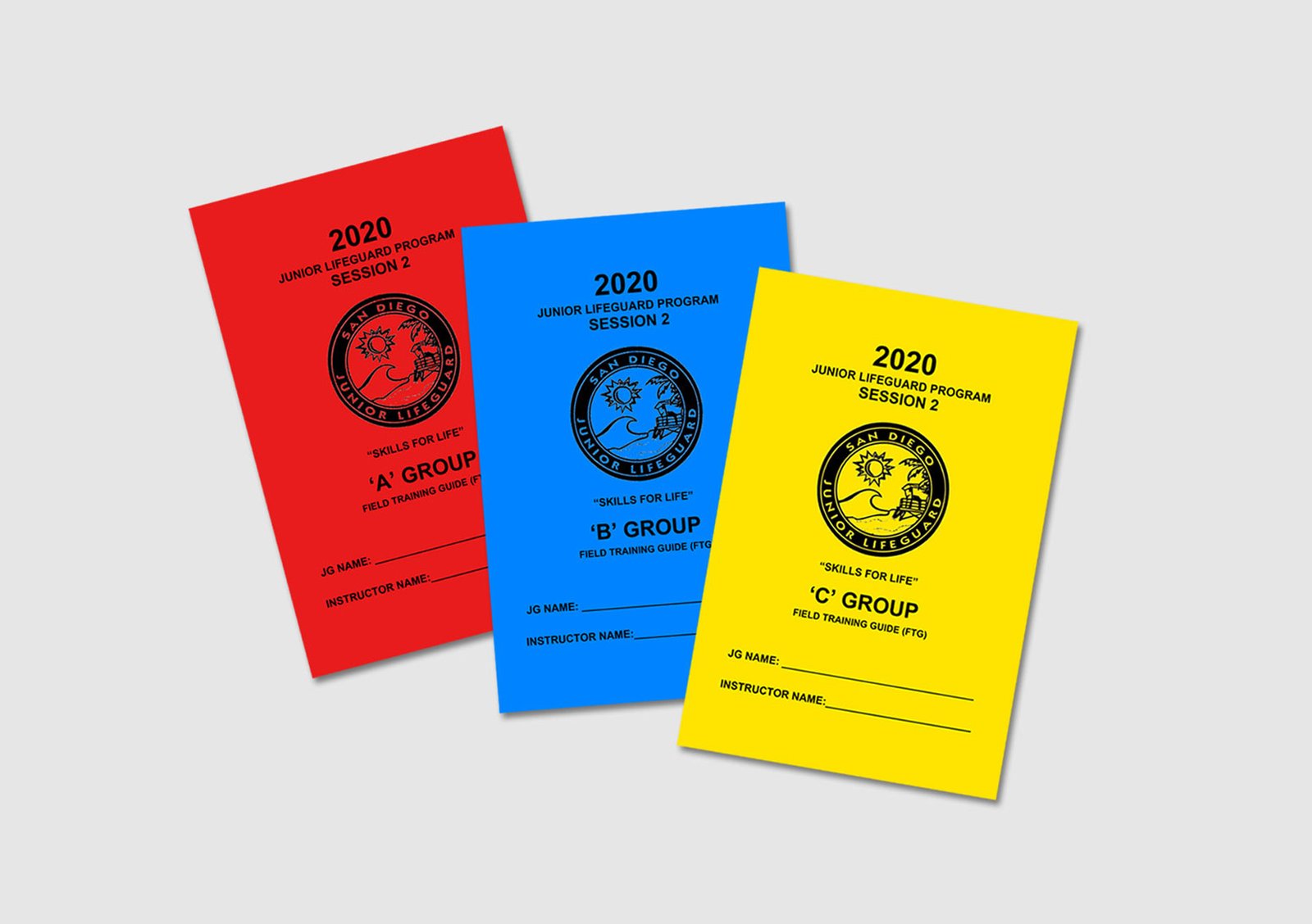 Original FTG cover design with two new colors for different age groups (Blue and Red)